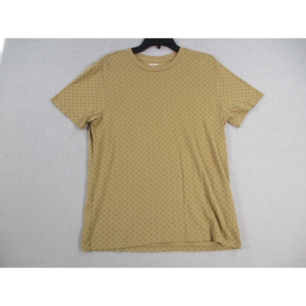 Old Navy Mens Soft-Washed Crew Neck TShirt Tan Khaki Geometric Dash Print Medium